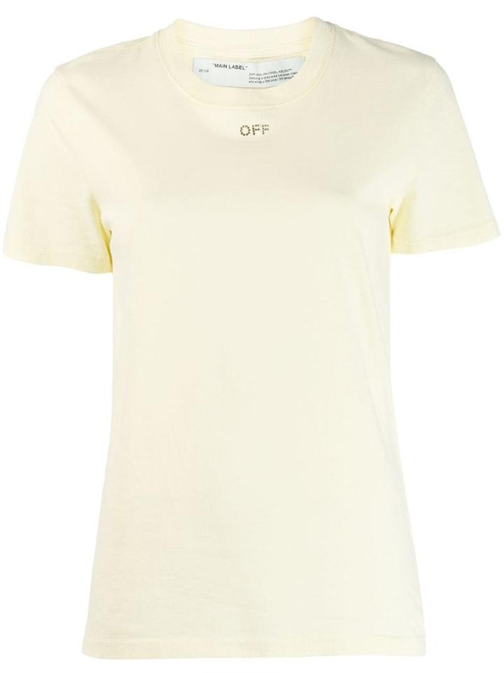 Off-white Glass Embellished Logo T-shirt - Yellow