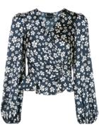 Jill Jill Stuart Floral-print Wrap Blouse - Blue