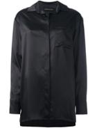 Alexandre Vauthier Chest Pocket Satin Shirt, Women's, Size: 38, Black, Silk