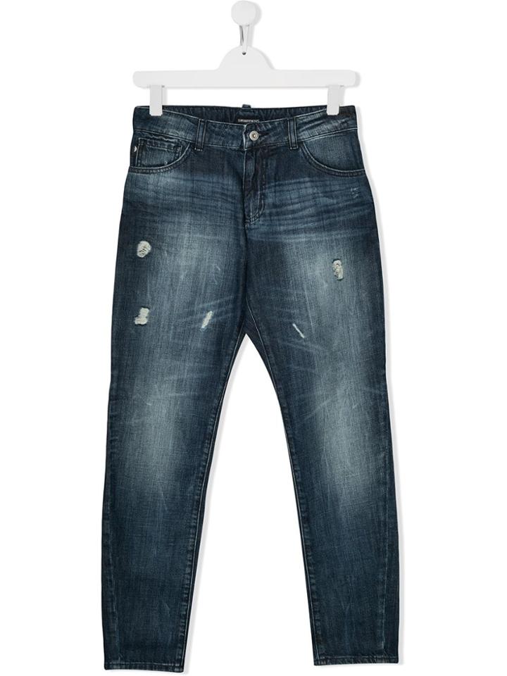Emporio Armani Kids Teen Faded Jeans - Blue