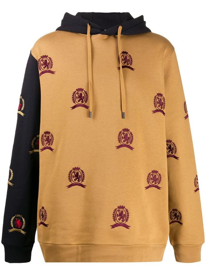 Hilfiger Collection Embroidered Logo Color-block Hoodie - Neutrals