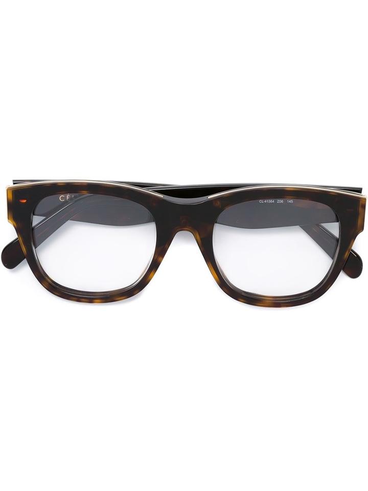 Céline Eyewear Square Frame Glasses, Brown, Acetate