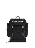 Burberry Medium Logo Detail Cotton Blend Backpack - Black