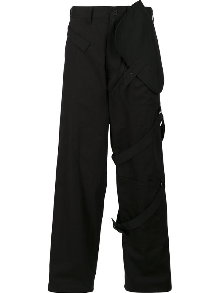 Yohji Yamamoto Loose-fit Strap Trousers, Men's, Size: 2, Black, Cotton