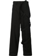 Yohji Yamamoto Loose-fit Strap Trousers, Men's, Size: 2, Black, Cotton