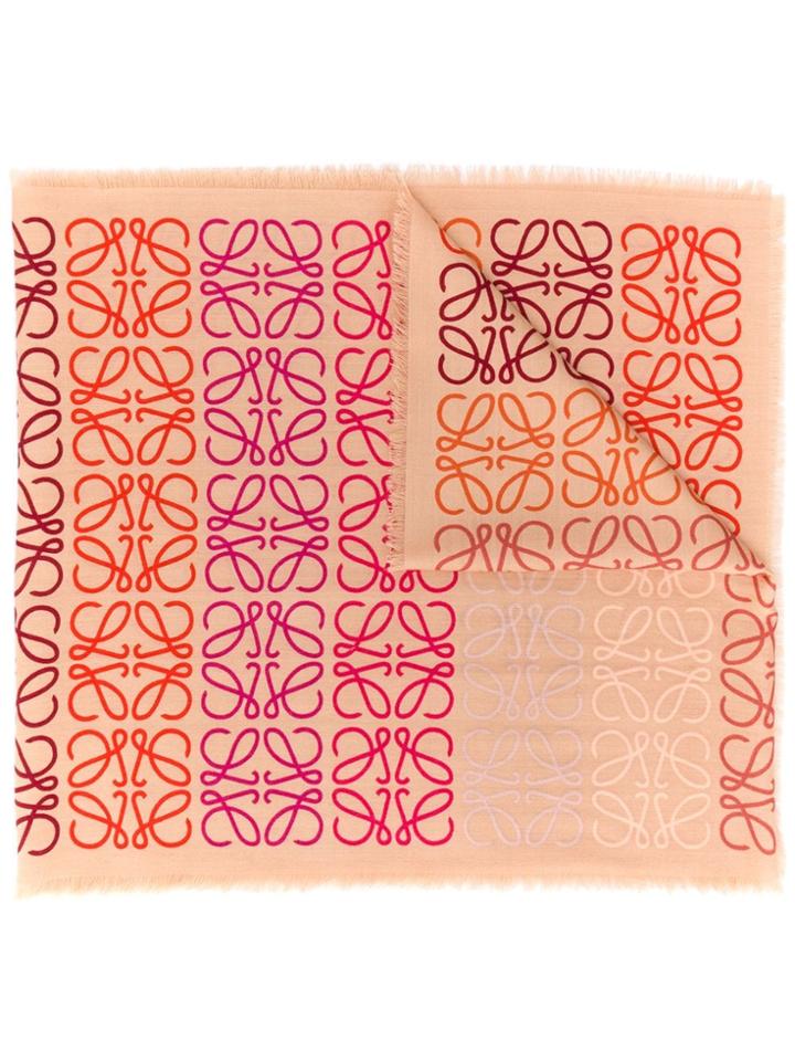 Loewe Anagram Print Scarf - Neutrals