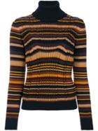 Prada Striped Roll Neck Sweater - Brown