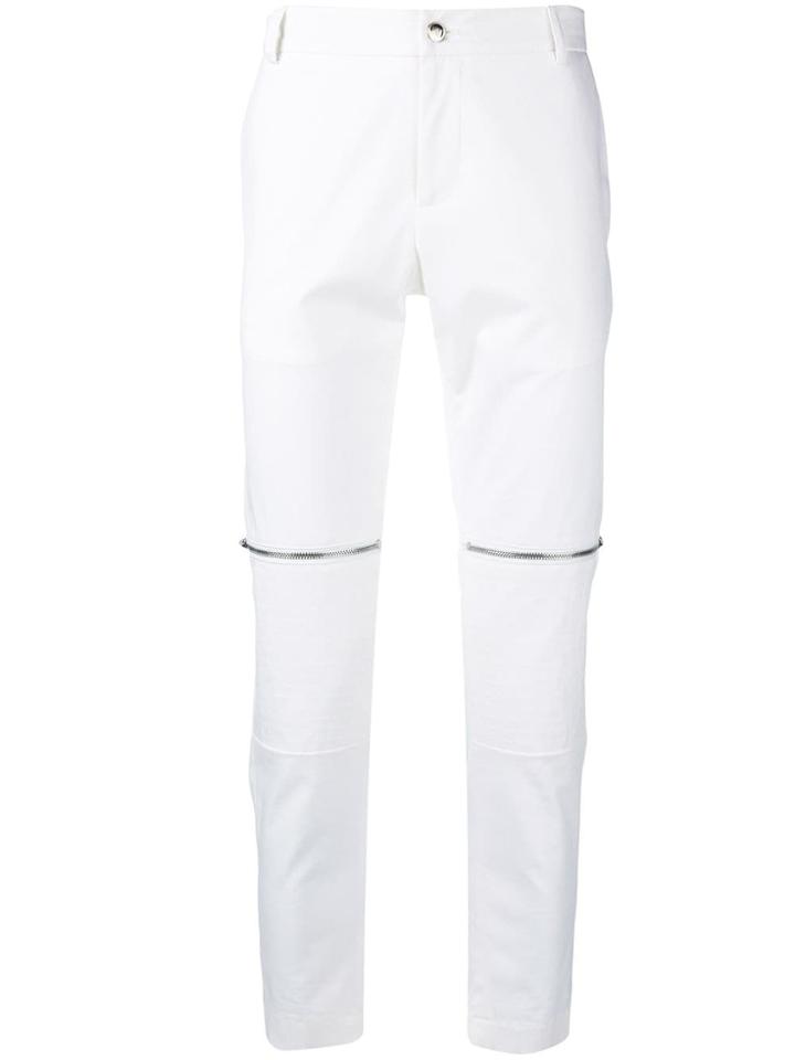 Les Hommes Urban Zipped Knees Skinny Trousers - White