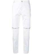 Les Hommes Urban Zipped Knees Skinny Trousers - White