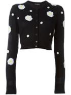 Dolce & Gabbana Daisy Appliqué Cardigan, Women's, Size: 40, Black, Cotton/polyester/cashmere