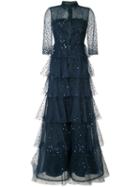 Carolina Herrera - Embroidered Tulle Trench Gown - Women - Silk/nylon - 6, Blue, Silk/nylon