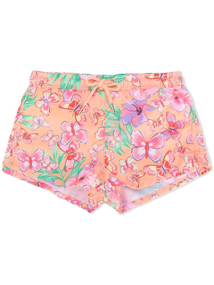 Sunuva - Tropical Butterfly Short Shorts - Kids - Polyester - 3 Yrs, Yellow/orange