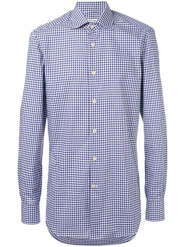 Kiton - Checked Shirt - Men - Cotton - 43, Blue, Cotton