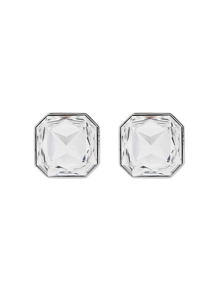 Saint Laurent White And Metallic Silver Square Smoking Crystal