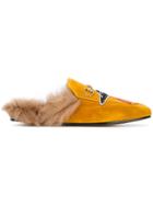 Gucci Ufo Embroidered Princetown Slippers - Yellow & Orange
