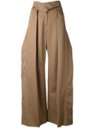 Preen By Thornton Bregazzi Pleated Detail Palazzo Trousers - Brown