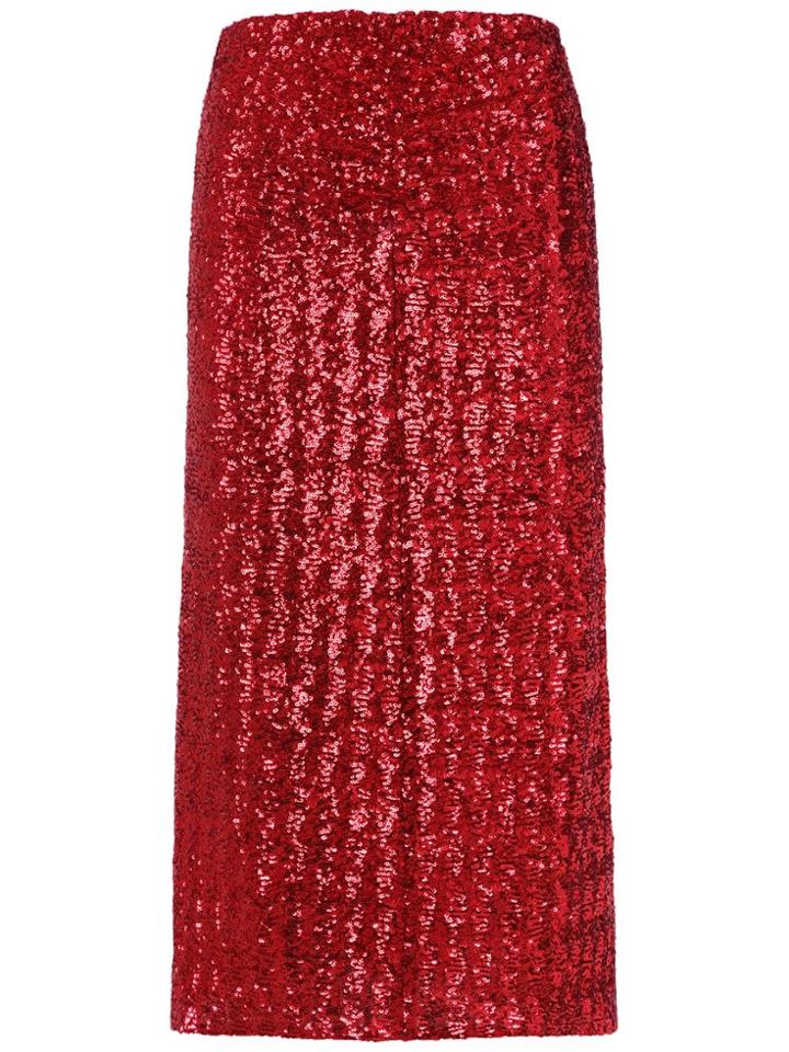 Nk Midi Skirt With Metallic Embellishments - Red