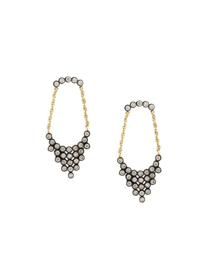 Yannis Sergakis Diamond And Chain Drop Earrings, Women's, Metallic