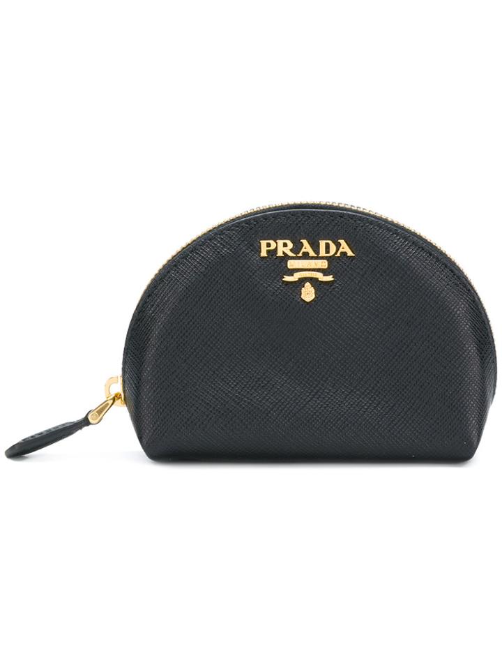 Prada Logo Plaque Coin Purse - Black