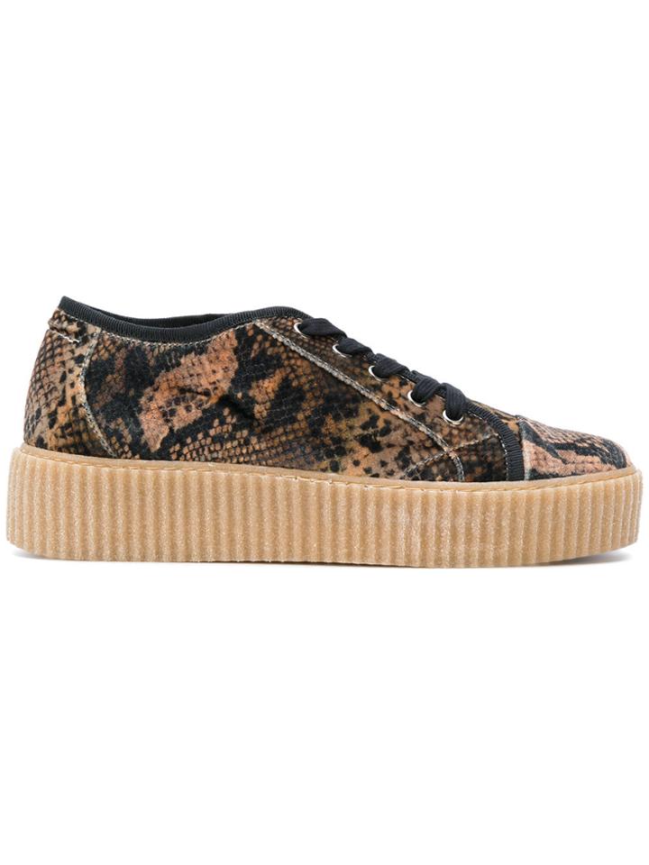 Mm6 Maison Margiela Snake Skin Print Platform Sneakers - Brown
