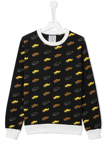 10x10 An Italian Theory Kids Mustache Print Sweatshirt, Boy's, Size: 14 Yrs, Black