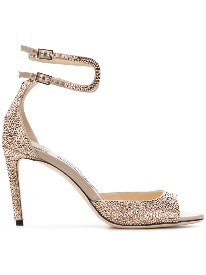 Jimmy Choo Lane Crossover Ankle Strap Pumps - Metallic