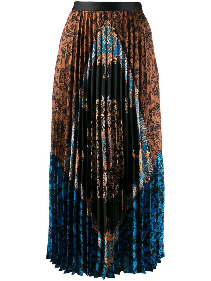 Sandro Paris Pleated Midi Skirt - Brown