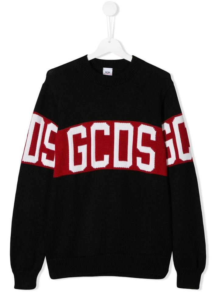 Gcds Kids Teen Logo Intarsia Jumper - Black