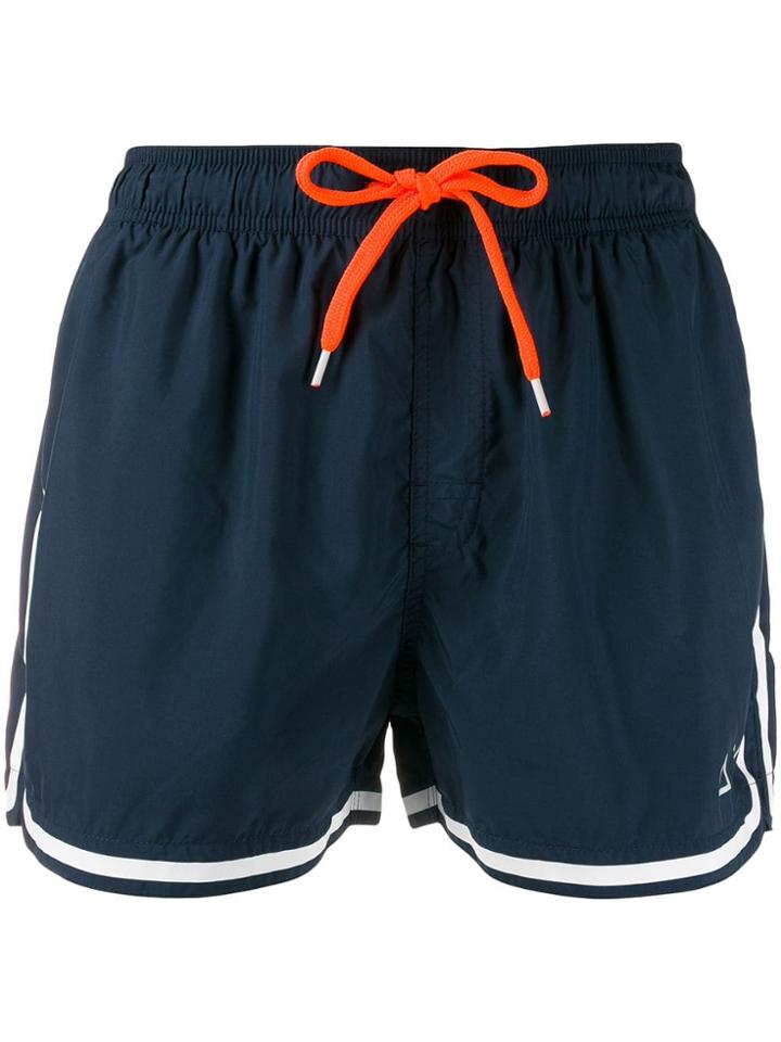 Sun 68 Contrast Trim Swim Shorts - Blue