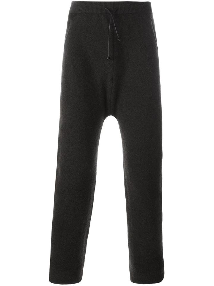 Isabel Benenato Drop-crotch Sweat Pants, Men's, Size: Small, Brown, Leather/polyamide/spandex/elastane/yak