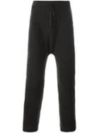 Isabel Benenato Drop-crotch Sweat Pants, Men's, Size: Small, Brown, Leather/polyamide/spandex/elastane/yak