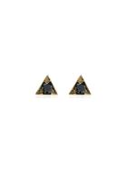 Lizzie Mandler Fine Jewelry 18k Gold Triangle Studs With Black Diamond