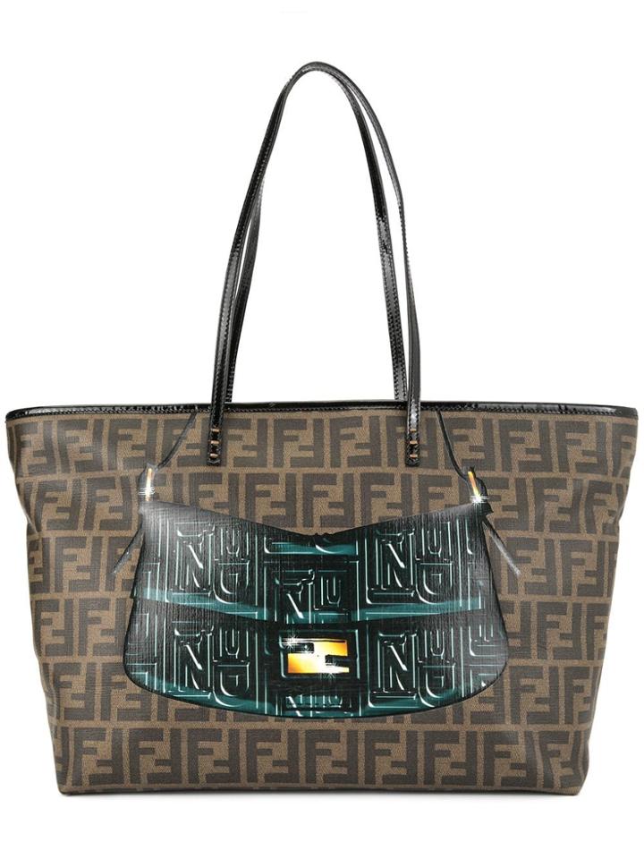 Fendi Vintage Mamma Baguette Print Zucca Pattern Shoulder Tote Bag -
