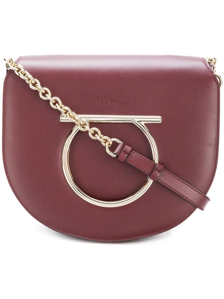 Salvatore Ferragamo Gancini Flap Satchel Bag - Red