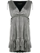 Christian Pellizzari Metallic Ruffle Mini Dress - Grey