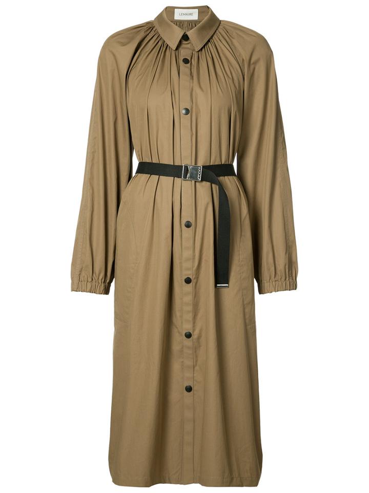 Lemaire - Pleated Coat - Women - Cotton/polyurethane Resin - 36, Brown, Cotton/polyurethane Resin