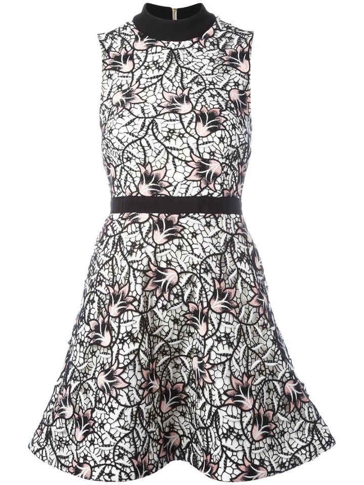 Self-portrait Floral Layered Flared Dress, Women's, Size: 8, Polyester