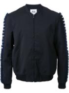 Wan Hung Cube Sleeve Detail Bomber Jacket, Men's, Size: 48, Blue, Wool