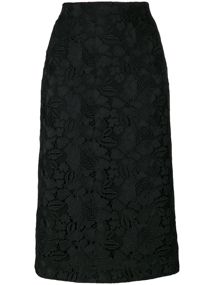 No21 - Lace Embroidered Skirt - Women - Silk/polyester/acetate - 44, Black, Silk/polyester/acetate