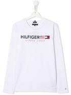 Tommy Hilfiger Junior Teen Logo Print Long-sleeve T-shirt - White
