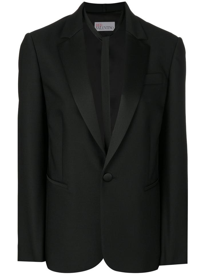 Red Valentino - Fitted Blazer - Women - Polyester/spandex/elastane/virgin Wool - 38, Black, Polyester/spandex/elastane/virgin Wool