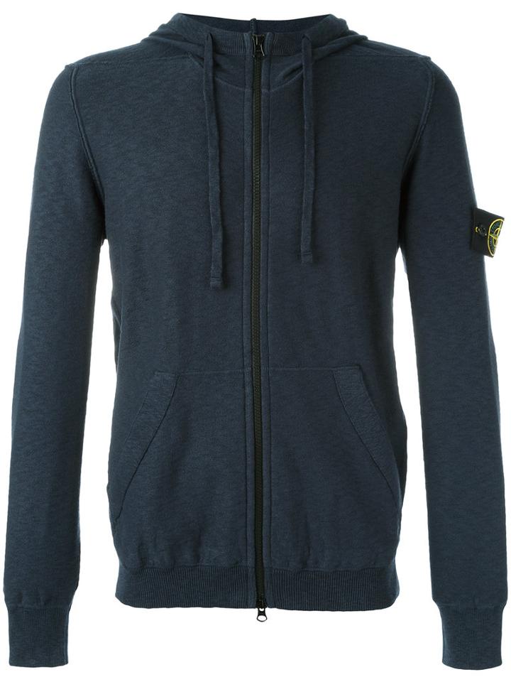Stone Island Zipped Hoodie, Men's, Size: Xl, Blue, Cotton/polyamide