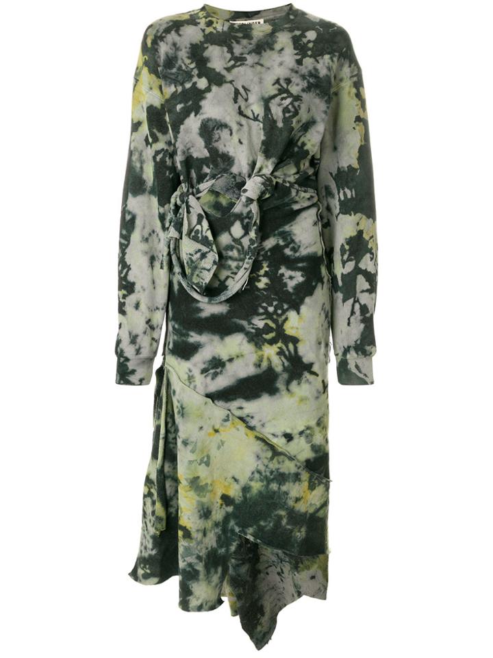 Ottolinger Asymmetric Tie-dye Jersey Dress - Green