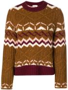 See By Chloé Chunky Knit Patterned Jumper - Brown