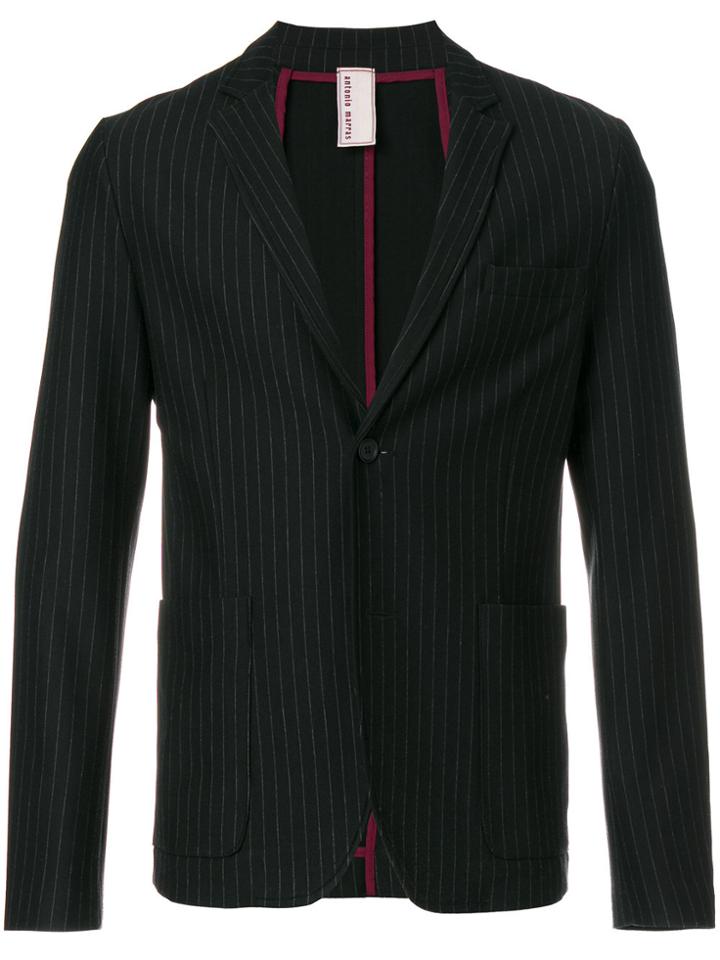 Antonio Marras Striped V-neck Blazer - Black
