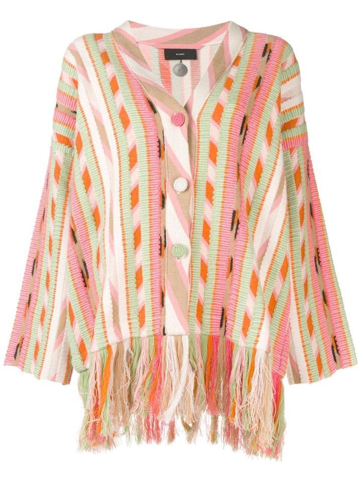 Alanui Striped Fringed Cardigan - Pink