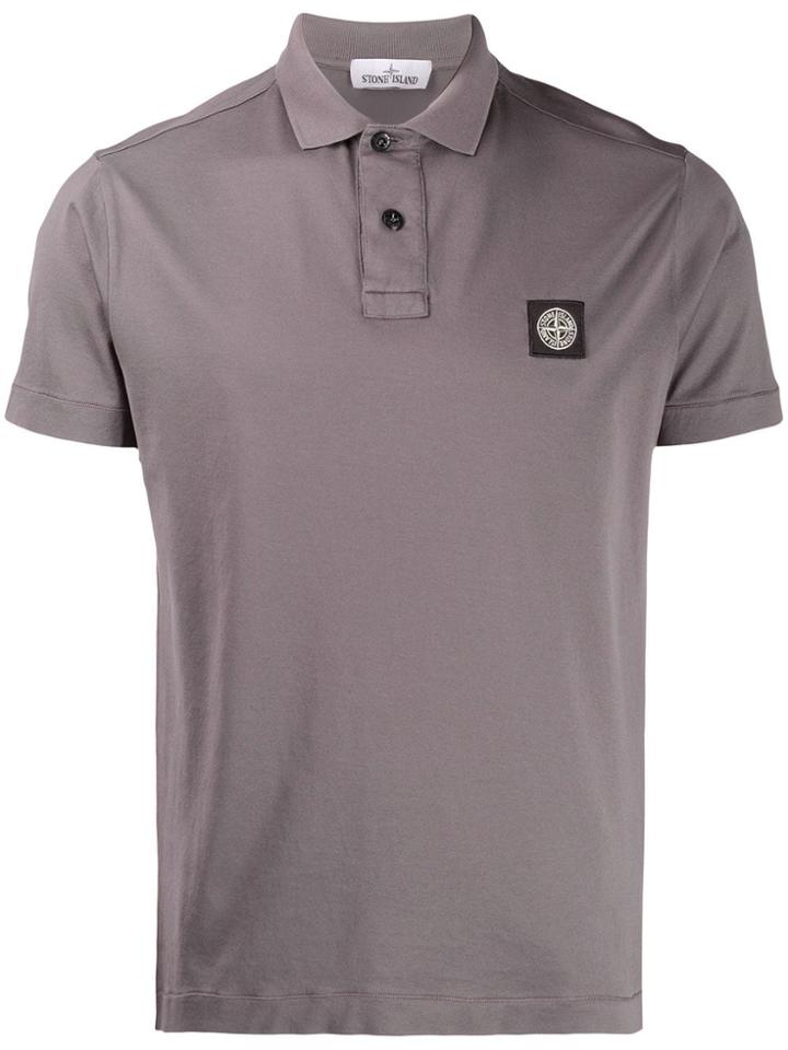 Stone Island Embroidered Logo Polo T-shirt - Grey
