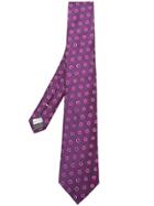 Canali Polka Dot Embroidered Tie - Pink & Purple