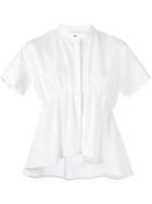 Victoria Victoria Beckham Pleated Shortsleeved Shirt, Women's, Size: 10, White, Cotton/silk/zamak