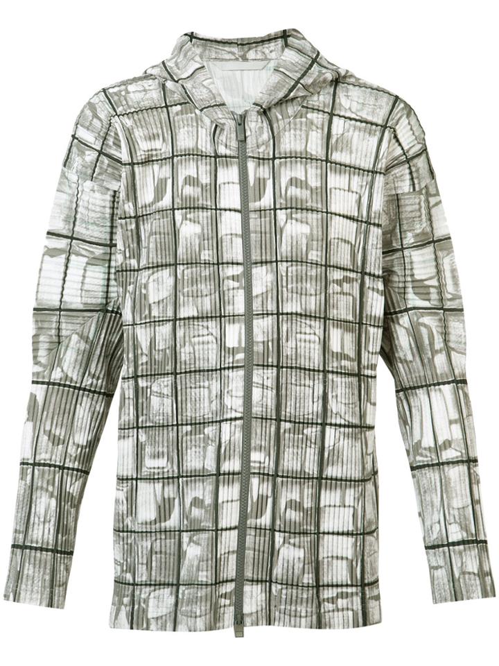 Homme Plissé Issey Miyake Zipped Pleated Hoodie - Grey